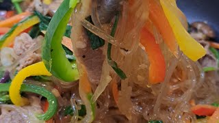 KOREAN JAPCHAE NOODLES RECIPE easy and delicious lunch ideas video cooking viralvideo vlog [upl. by Anelyak929]