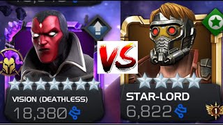 7 ⭐ Duped Deathless Vision vs 4 ⭐ StarLord Damage Comparison [upl. by Aserehtairam]