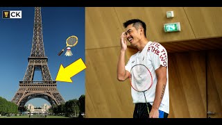 Lin Dan Lee Chong Wei Taufik Hidayat amp Peter Gade Badminton INSIDE the Eiffel Tower Paris 100 🏸 [upl. by Nesto]