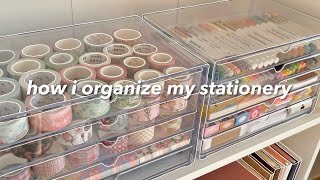 organize my stationery with me 🌟  unboxing new stationery amp lots of washi tapes [upl. by Keeryt]