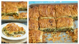 Puff Pastry Spinach and Cheese Pie Spanakopita Lahanopita [upl. by Eudocia]