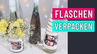 Flaschen originell verpacken  Bemalte GlitzerFlasche BlumenDeko [upl. by Runstadler]