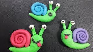 How to make snail clay modelling for kids Making colourful animal shapes from clay [upl. by Eiuol]