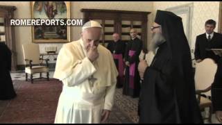 Pope Francis meets with Patriarch John X of Antioch brother of kidnapped bishop [upl. by Jada]