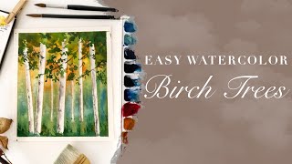 Simple amp Easy Birch Tree in Watercolor Landscape for Beginners [upl. by Ivo]