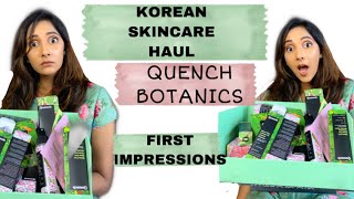 QUENCH BOTANICSQUENCH BOTANICS REVIEW  HUGE SKINCARE HAUL  KOREAN SKINCARE IN INDIA  SKINCARE [upl. by Banquer249]