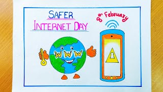 Safer Internet Day DrawingHow To Draw Cyber Safety PosterSafer Internet Day Poster [upl. by Werdna214]