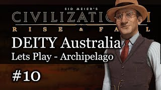 10 Australia Deity Civ 6 Rise amp Fall Gameplay Lets Play Australia Archipelago Map [upl. by Eittak]