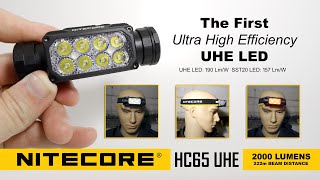 NITECORE HC65 UHE  High efficiency headlamp  2000 lumens  CRI90 AUX LEDs  TypeC rechargeable [upl. by Akienaj]