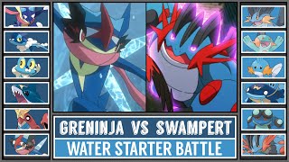 ASH GRENINJA vs MEGA SWAMPERT  Water Starter Pokémon Battle [upl. by Eillom]