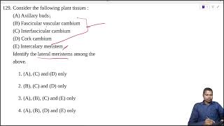 Consider the following plant tissues  A Axillary buds B Fascicular vascular cambium [upl. by Silsbye316]