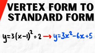 Convert Vertex Form to Standard Form Quadratic Equation  Algebra 2 Exercises [upl. by Rudolph]