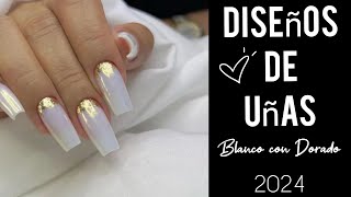 DISEÑOS DE UÑAS BLANCAS 2024 uñasdemoda acrylicnails nailart tendenciaenuñas uñasdemoda nails [upl. by Duwe]