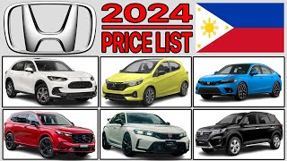 Honda Car Price List Philippines 2024 [upl. by Naujak]