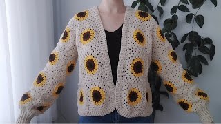 AYÇİÇEĞİ HIRKA 🌻 1 BÖLÜM  SUNFLOWER CARDIGAN🌻 PART 1 [upl. by Rramahs981]