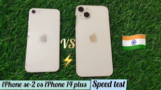 iPhone se2 vs iPhone 14 plus speed testtechkunal [upl. by Ramonda]