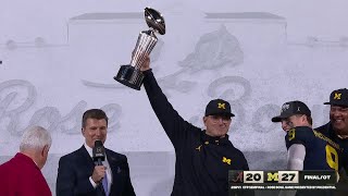 Jim Harbaugh and Michigans FULL TROPHY CEREMONY after winning the Rose Bowl 🌹 [upl. by Baptlsta494]