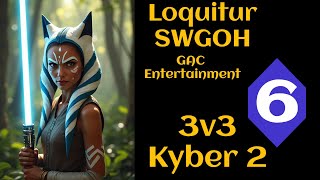 SWGOH Loquitur 3v3 GAC K2 M6 Rey Leia Malgus Beq [upl. by Namie995]