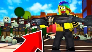 USING THE STRONGEST GUN AND DESTROYING ZOMBIES Roblox Zombie Killing Simulator [upl. by Camilla]