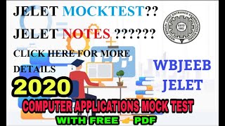 JELET  2020  MOCK TEST  COMPUTER APPLICATIONS WITH FREE PDF FILE By NAAM KA ENGINEER [upl. by Lesna]