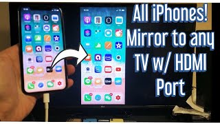 All iPhones How to Screen Mirror AirPlay to Any TV w HDMI Cable amp Digital AV Adapter [upl. by Salahcin]