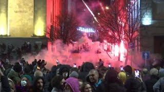 Tbilisi Protests Police Use Tear Gas Outside Parliament [upl. by Ecirahs763]