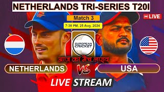 Netherlands vs United States 3rd T20  NED vs USA 3rd T20 Match Live Score amp Commentary USA T20 [upl. by Assilrac659]