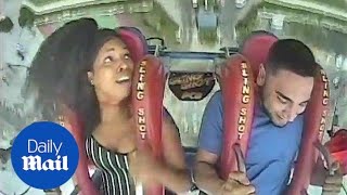 Terrified woman screams and faints repeatedly on slingshot ride  Daily Mail [upl. by Nylaroc19]