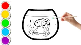 Fish Bowl Drawing For kids Basic Drawings How to draw a fish in a bowl [upl. by Novehc]