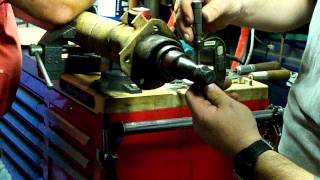 Repairing a damaged trailer axle spindle Part 1 [upl. by Ynar56]