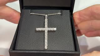 LFDPD0416 Diamond Cross Necklace 170ct 18k White Gold [upl. by Wendolyn235]