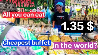 The cheapest buffet in Bangkok  Just 50 baht about 135 USD for unlimited Thai food [upl. by Laurie]