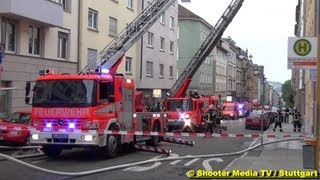 Rauch und Flammen aus Dachgeschoss  2 Alarm Feuerwehr Stuttgart  2 Drehleitern im Einsatz [upl. by Aeneas264]