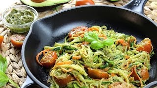 Espaguetis de calabacín y zanahoria con pesto de aguacate [upl. by Mello]