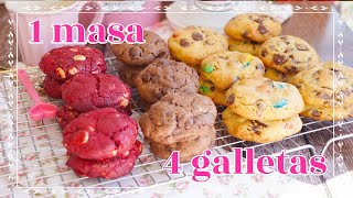 RECETA INCREÍBLE 😍 1 MASA 4 SABORES DE GALLETAS DELICIOSAS 🍪  AnnasPasteleria [upl. by Akerdal]