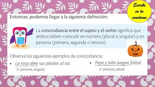 LA CONCORDANCIA ENTRE EL SUJETO Y EL VERBO [upl. by Monia]