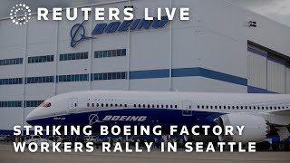 LIVE Boeing factory workers rally in Seattle as strike enters second month [upl. by Oemor]