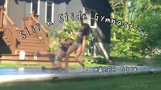 SLIP N SLIDE GYMNASTICS CHALLENGE ft Emilia [upl. by Nerral44]