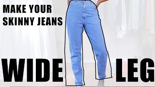 How To Turn Your Skinny Jeans into Wide Legs SUPER EASY [upl. by Zug114]