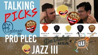 Talking picks  Dunlop JAZZ III amp DAndrea PRO PLEC [upl. by Yreffej]