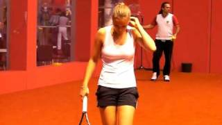 Agnes Szavay Training with Olga Govortsova  Porsche Tennis Grand Prix 2010 Stuttgart Pt 1 [upl. by Middlesworth]