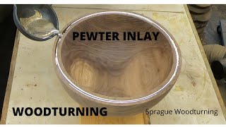 Woodturning  Walnut with pewter inlay [upl. by Zaller]