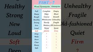 Word vs Synonym vs Antonym Part 7  English Grammer learnenglish [upl. by Names]