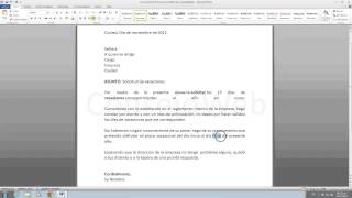 Como hacer una carta de solicitud de vacaciones en word 2010 [upl. by Brnaby436]