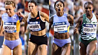 Womens 100m  Brussels Diamond League 2023 ThompsonHerah AsherSmith Morrison Hobbs Rosius [upl. by Enitsirc]