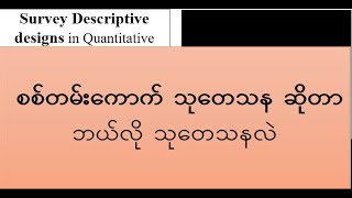 Research Methodology16 စစ်တမ်းကောက် သုတေသန  survey descriptive research ဆိုတာ ဘာလဲ [upl. by Aitsirk]