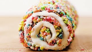 Marshmallow Fruity Pebble Roll  DIY Quick and Easy Treats  Fun Food Ideas by So Yummy [upl. by Niahs]