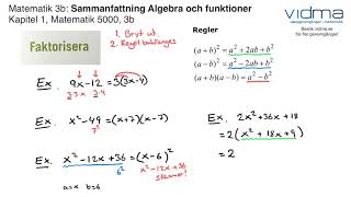 Matematik 3 Sammanfattning ALGEBRA OCH FUNKTIONER Del 1 [upl. by Kcirdet]