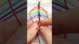 DIY 彩虹手環 Rainbow Bracelet Lucky Bracelet Square Knot shorts muumuu knot macrame diy bracelet [upl. by Attelliw628]