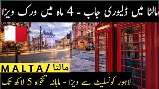 Malta Work Visa in Just 04 Months  Malta Delivery Jobs  Every Visa  Visa Fee 100 Euros in Pak [upl. by Mauralia]